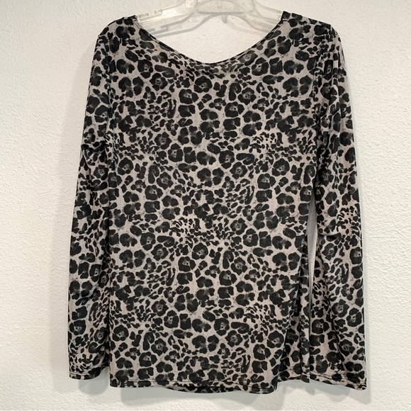 Jason Maxwell Stretch Top Layered Black Gray Animal Print Made in USA Womens XL - Picture 4 of 8